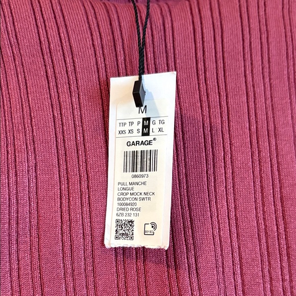 Garage Women’s  Ribbed Long Sleeve Top - Raspberry NWT - Picture 2 of 4